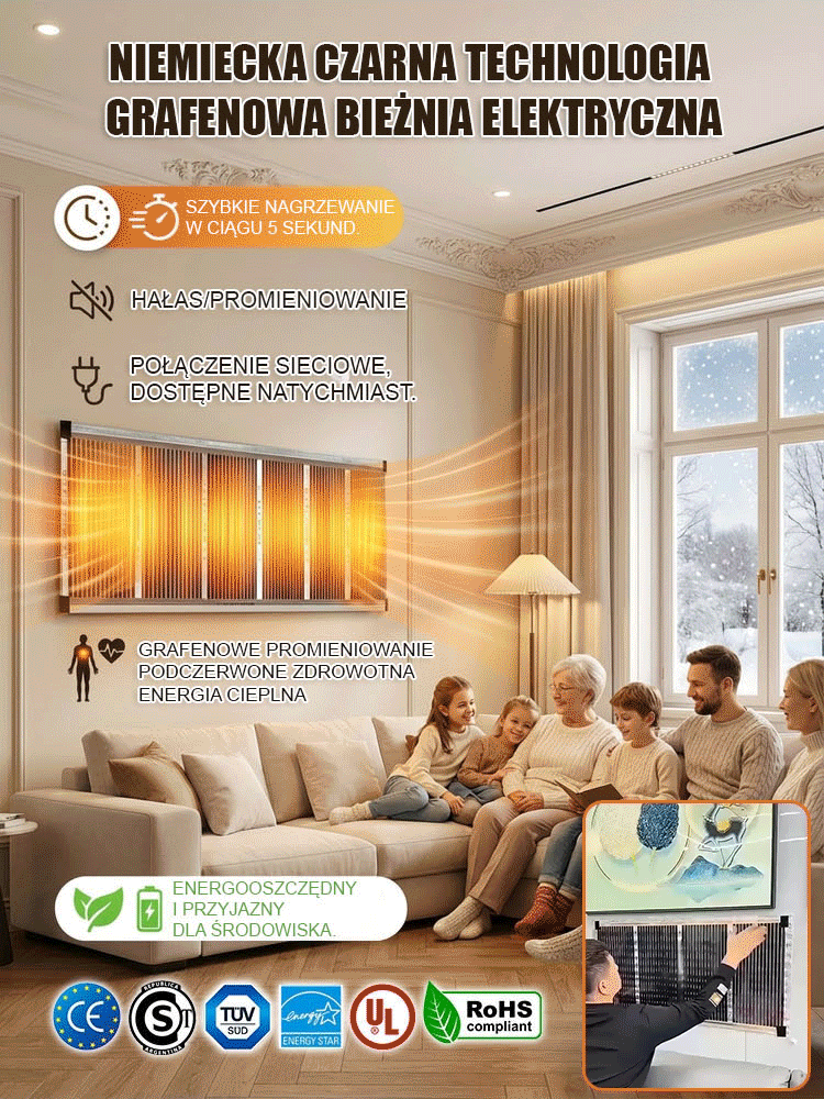 【5-sekundowe szybkie nagrzewanie】Niemiecka technologia grafenowa - ogrzewanie ścienne