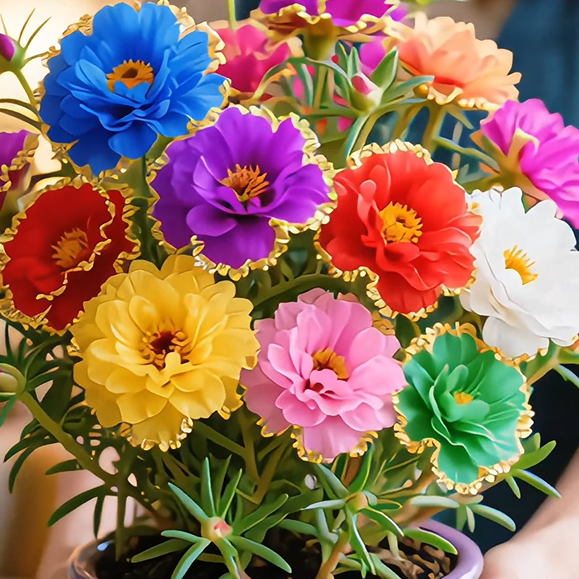 Złota koronka Portulaca🌸✨ Wspaniałe podwójne kwiaty dla bezproblemowego letniego koloru