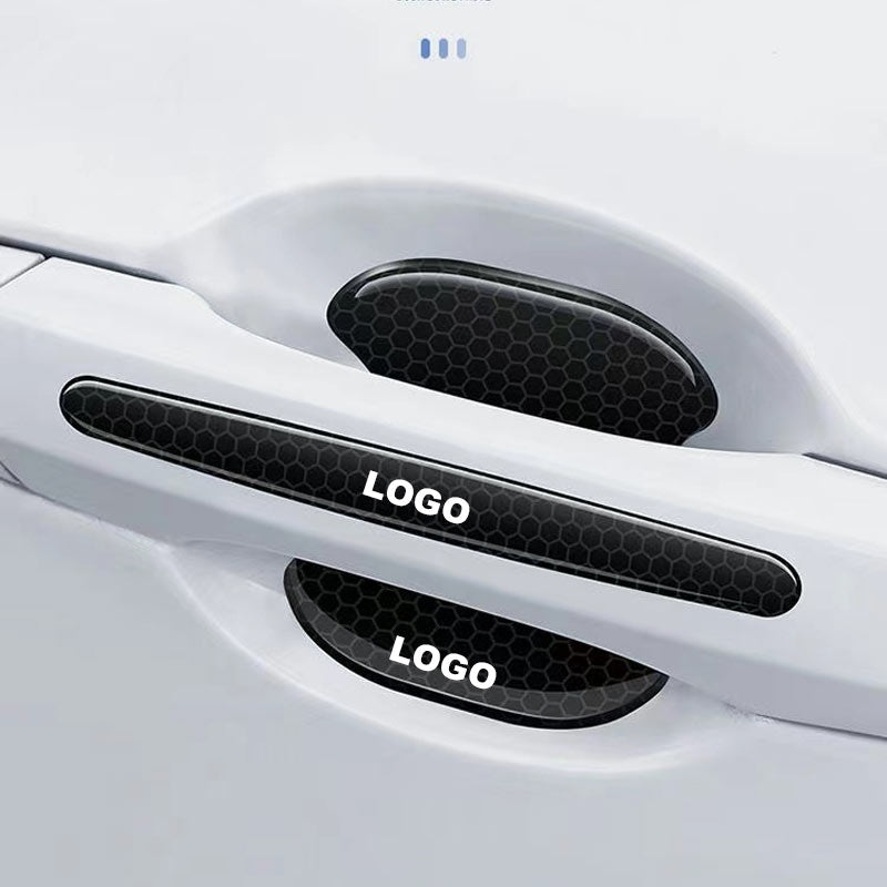 Naklejka na klamkę drzwi samochodu (miska drzwi + pasek antykolizyjny/zestaw 8 sztuk)