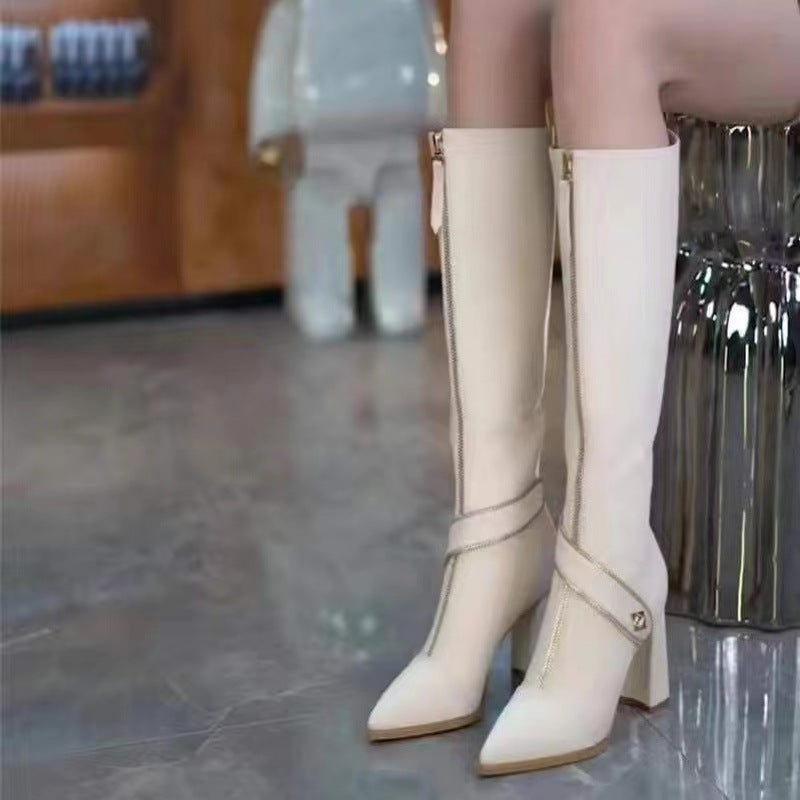 【🎉Dokonalý dárek】👢 Vysoké boty se špičatým podpatkem