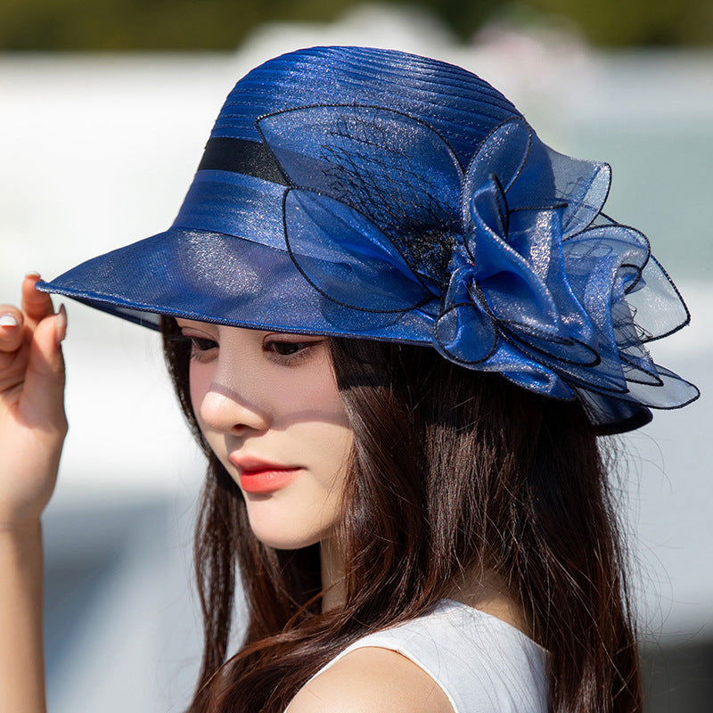 👒Elegantní květinový klobouk s ochranou proti UV záření se širokou krempou