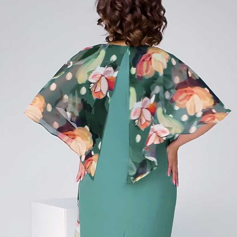 🌸 Elegantní květinové šaty s kulatým výstřihem pro ženy