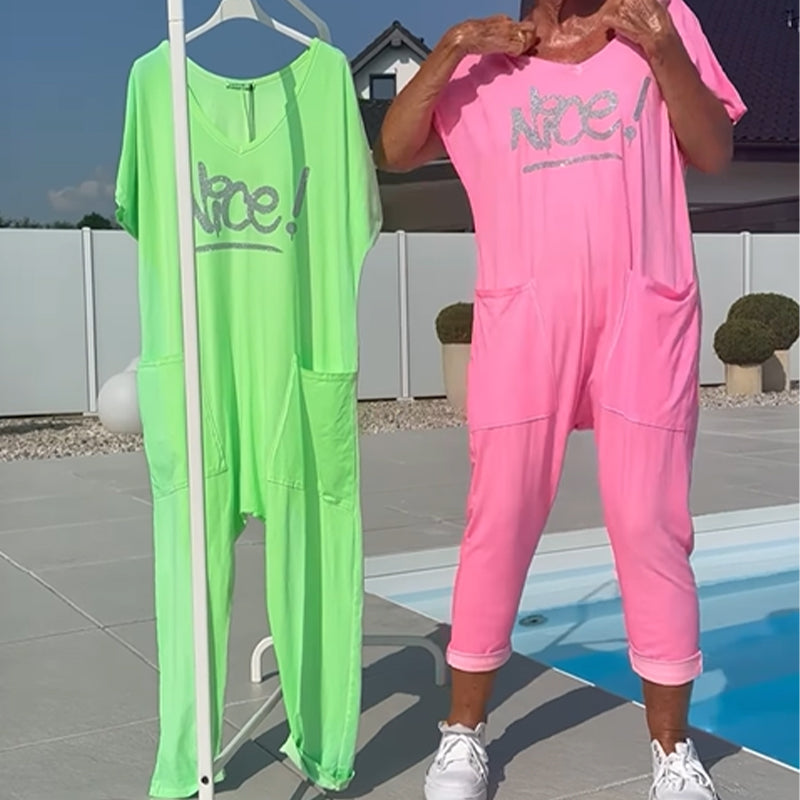 💖 【S~5XL】 S kapsami Dámské tištěné dopis Plus velikost příležitostné kombinéza