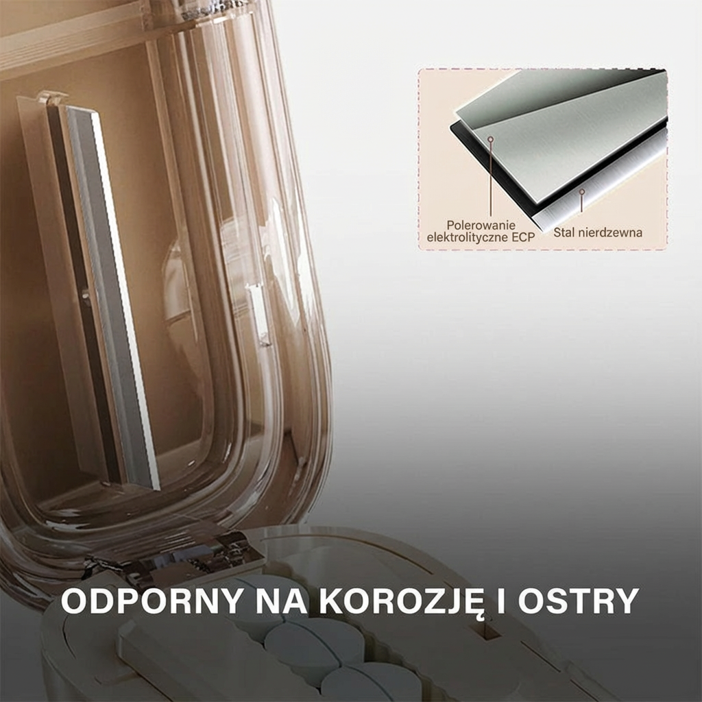 Przenośny pojemnik na tabletki z nożem